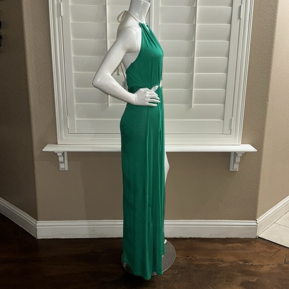 Bump Biddy Halter Maxi Maternity Dress Green - Picture 3 of 7